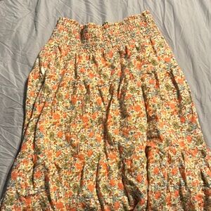 Universal Thread Orange Red Smocked Bubble Midi Skirt